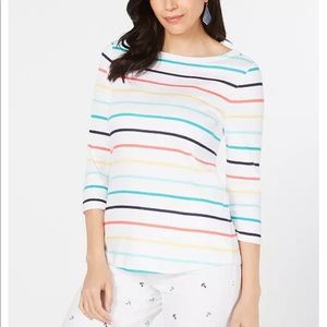 Charter Club Women’s Striped 3/4 Sleeve Top